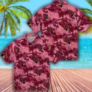 Arizona Cardinals Hawaiian Shirt Coastal Palms Red Design 3