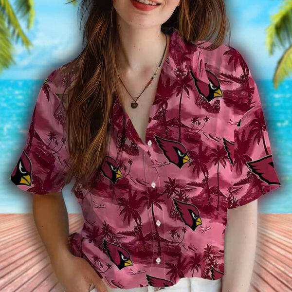 Arizona Cardinals Hawaiian Shirt Coastal Palms Red Design 4