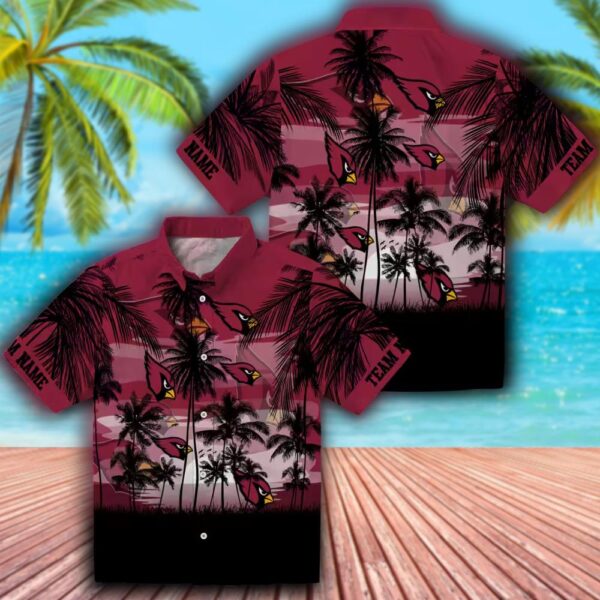 Arizona Cardinals Hawaiian Shirt Red Black Sunset Design 3
