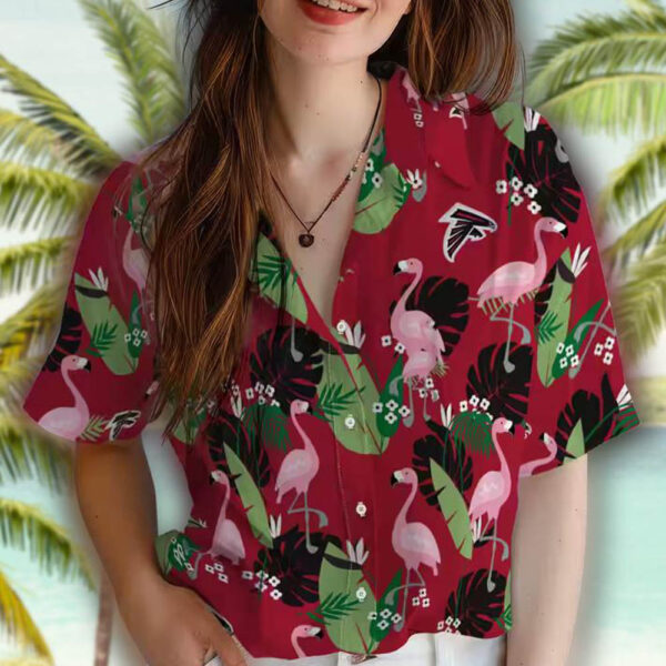 Atlanta Falcons Hawaiian Shirt Flamingo Leaf Red Design 4