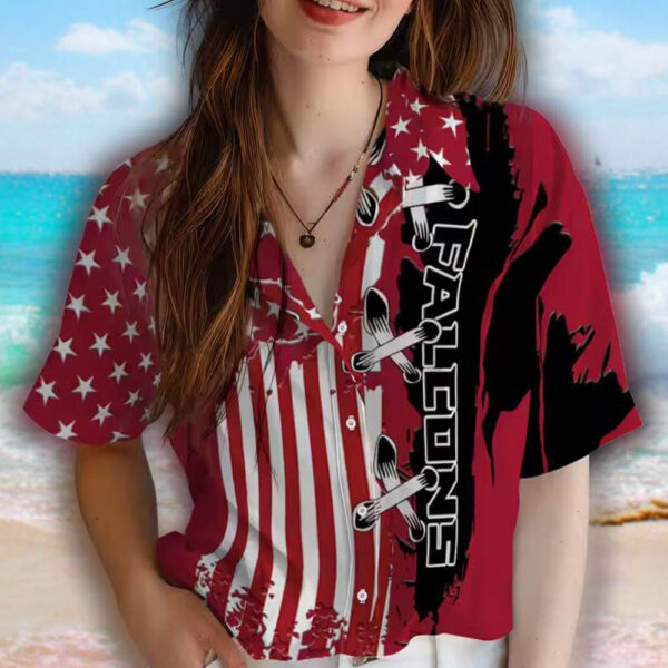 Atlanta Falcons Hawaiian Shirt Red Stitched Flag Design 4