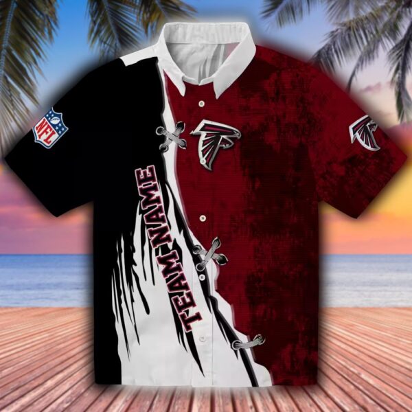 Atlanta Falcons Hawaiian Shirt Red White Personalized Edgy Streaks Design 1