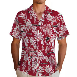 Atlanta Falcons Hawaiian Shirt Tropical Leaf Red White Design 2