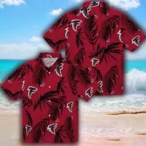 Atlanta Falcons Red Hawaiian Shirt with Palm Leaf Design 3