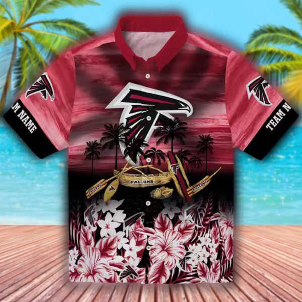 Atlanta Falcons Tropical Hawaiian Shirt Red Canoe Design 1