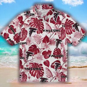 Atlanta Falcons Tropical Hawaiian Shirt Red White Design 1
