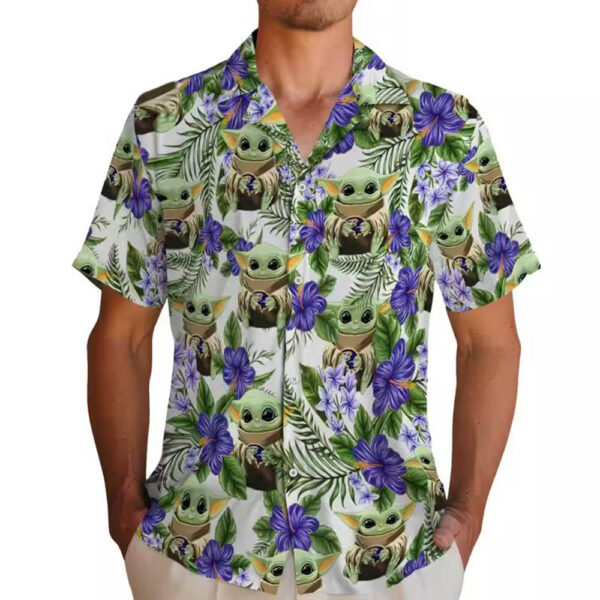 Baltimore Ravens Green Yoda Tropical Hawaiian Shirt for Fans 2