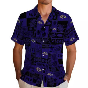 Baltimore Ravens Purple Black Tropical Hawaiian Shirt for Fans 2