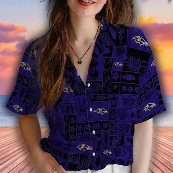 Baltimore Ravens Purple Black Tropical Hawaiian Shirt for Fans 4