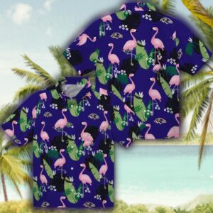 Baltimore Ravens Purple Flamingo Leaf Hawaiian Shirt 3