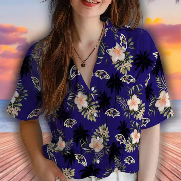 Baltimore Ravens Purple Hawaiian Shirt with Palm Tree Design 4
