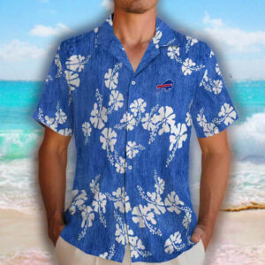 Buffalo Bills Hawaiian Shirt Blue Hibiscus Clusters Design 2