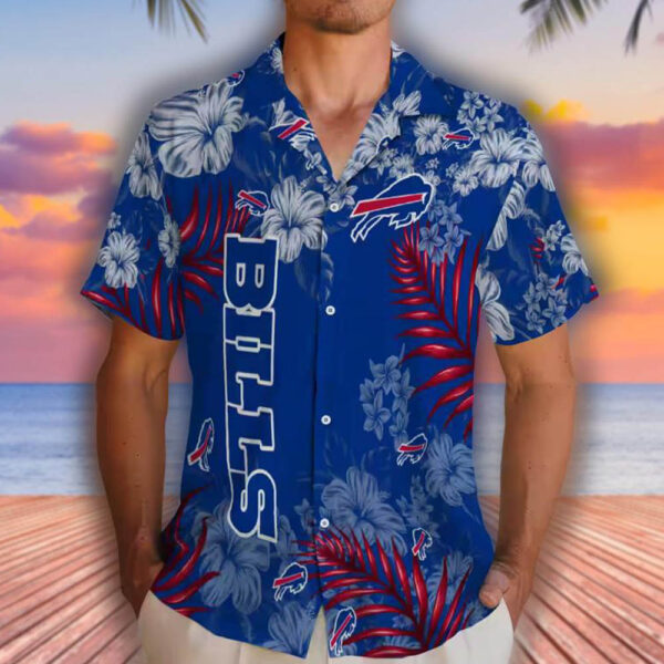 Buffalo Bills Hawaiian Shirt Blue Hibiscus Print Football Fanwear 2