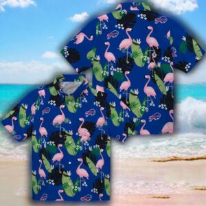 Buffalo Bills Hawaiian Shirt with Flamingo Leaf Blue Motif 3