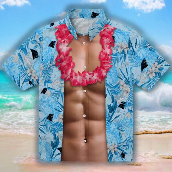 Carolina Panthers Blue Hawaiian Shirt with Chest Illusion Design 1