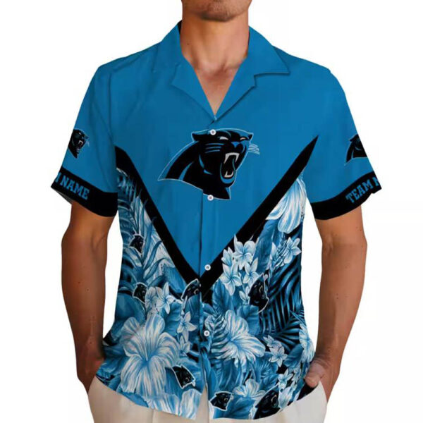 Carolina Panthers Floral Chevron Blue Hawaiian Shirt 2