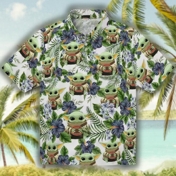 Chicago Bears Green Yoda Hawaiian Shirt Tropical Design 1