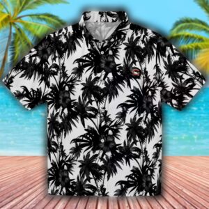Chicago Bears Hawaiian Shirt Black White Palm Motifs Design 1