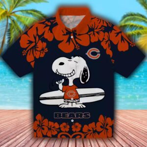 Chicago Bears Hawaiian Shirt Snoopy Surf Blue White Football Fan Gear 1