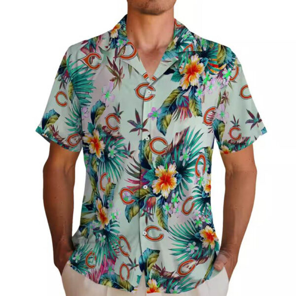 Chicago Bears Hawaiian Shirt Tropical Green Printed Design 2