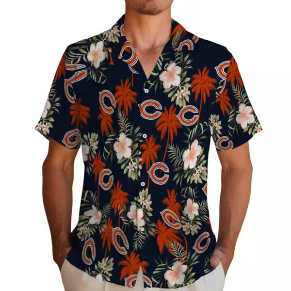 Chicago Bears Hawaiian Shirt with Palm Tree Flower Design 2