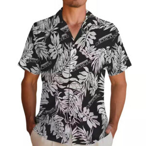 Cincinnati Bengals Black Hawaiian Shirt with Monstera Leaf Design 2