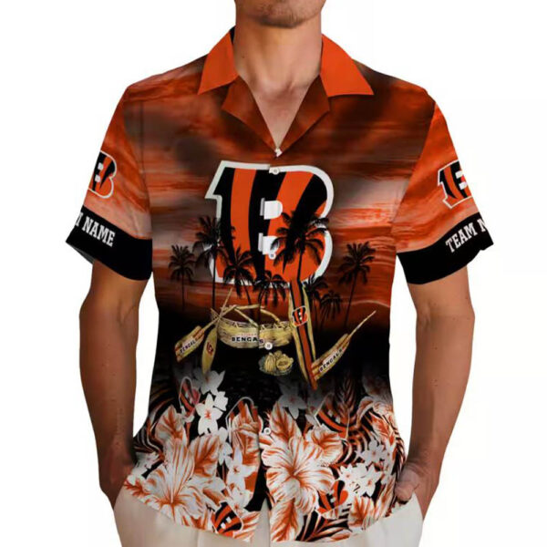 Cincinnati Bengals Hawaiian Shirt Tropical Orange Canoe Design 2
