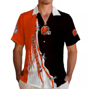 Cleveland Browns Hawaiian Shirt Custom Brown White Edgy Streaks Design 2