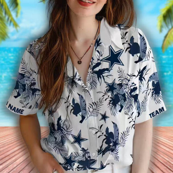 Dallas Cowboys Botanical Hawaiian Shirt Personalized Blue White Theme 4