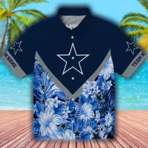 Dallas Cowboys Floral Chevron Blue Hawaiian Shirt for Fans 1