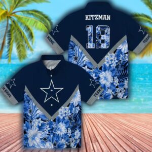 Dallas Cowboys Floral Chevron Blue Hawaiian Shirt for Fans 3