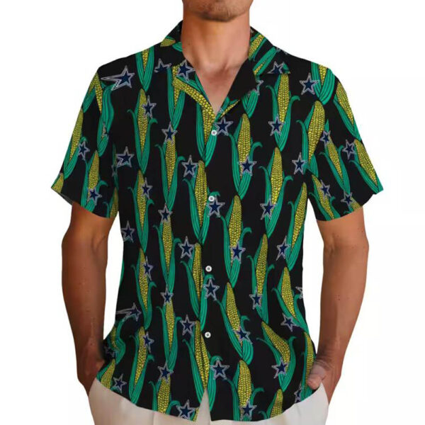 Dallas Cowboys Hawaiian Shirt Black Green Corn Motifs 2