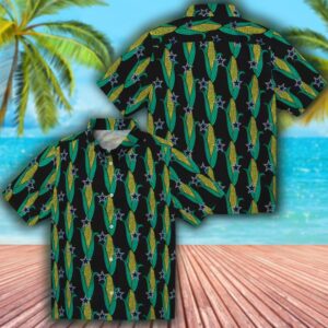 Dallas Cowboys Hawaiian Shirt Black Green Corn Motifs 3