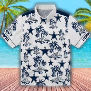 Dallas Cowboys Hawaiian Shirt Blue White Palm Island Design 1
