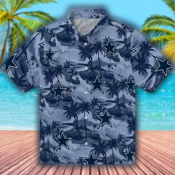 Dallas Cowboys Hawaiian Shirt Coastal Palms Blue Design 1
