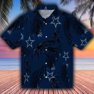 Dallas Cowboys Hawaiian Shirt Palm Leaf Blue Design 1