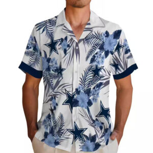 Dallas Cowboys Hawaiian Shirt Patriotic Hibiscus Blue White Design 2