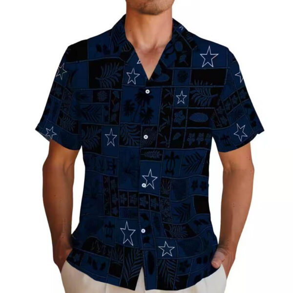 Dallas Cowboys Hawaiian Shirt Tropical Patchwork Blue Black Design 2