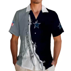 Dallas Cowboys Personalized Blue White Hawaiian Shirt Edgy Streaks 2