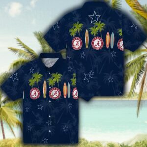 Dallas Cowboys Surfboard Blue Hawaiian Shirt Palm Design 3