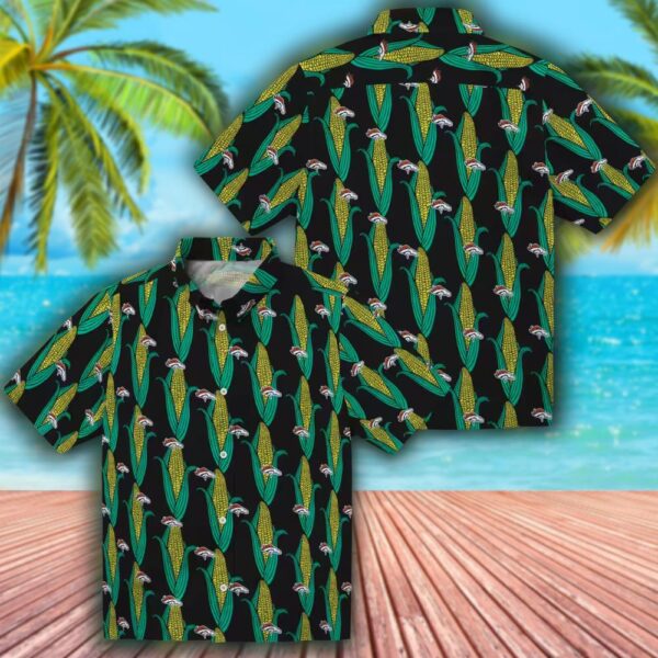 Denver Broncos Hawaiian Shirt Black Green Corn Motifs 3