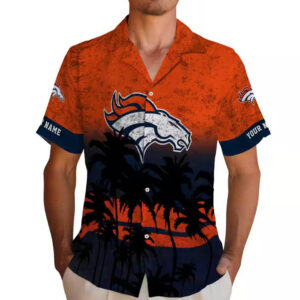 Denver Broncos Hawaiian Shirt Orange Black Sunset Design 2