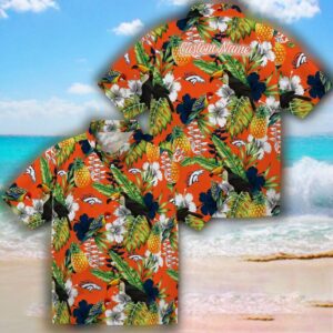 Denver Broncos Tropical Toucan Hawaiian Shirt Orange Green Design 3