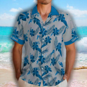 Detroit Lions Hawaiian Shirt Silver Botanical Print Custom Design 2
