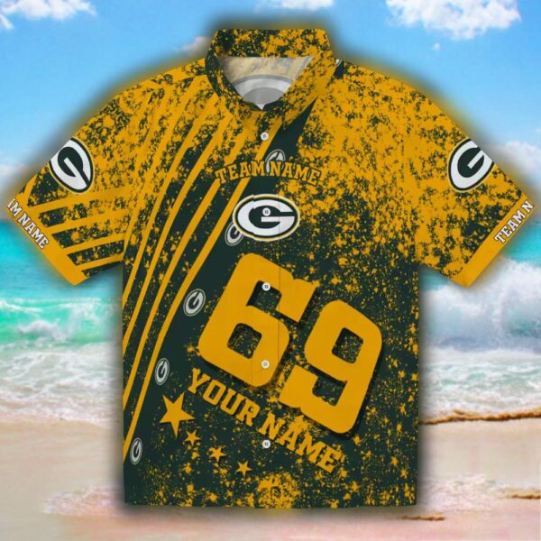 Green Bay Packers Green Hawaiian Shirt with Star Stripes Design 1