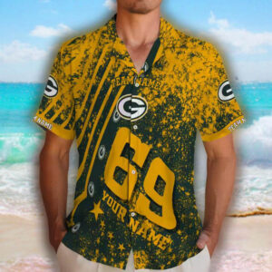 Green Bay Packers Green Hawaiian Shirt with Star Stripes Design 2