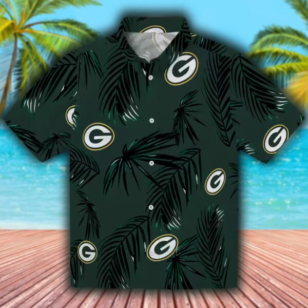 Green Bay Packers Hawaiian Shirt Green Palm Leaf Design 1