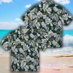 Green Bay Packers Hawaiian Shirt Tropical Leaf Green White Design 3