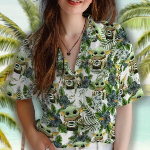 Packers Hawaiian Shirt Tropical Yoda Green Bay Fan Design 4