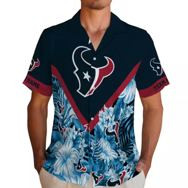 Houston Texans Floral Chevron Hawaiian Shirt in Blue 2